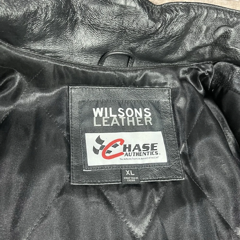 Dale Earnhardt Jr Jacket Men's Size XL Vintage Wilson Leather NASCAR Racing